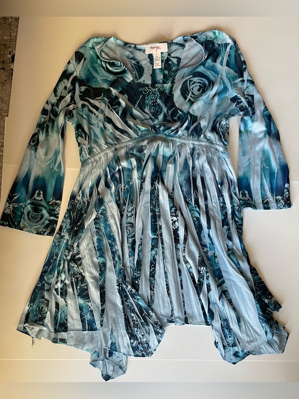 Style & Co. Teal Patterned Layered Dress